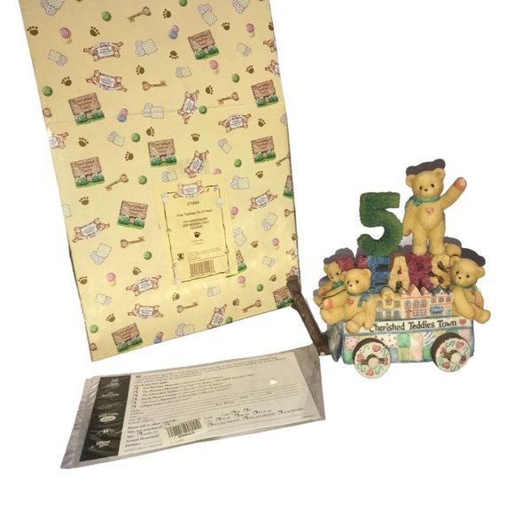 Cherished Teddies - Five Teddies on a Float - 5th Anniversary 1999 Members Only - Picture 1 of 9